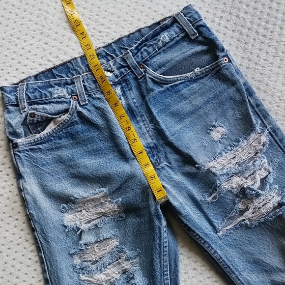 Vintage 517 distressed bootcut light wash Jeans orange tab & gorgeous - Picture 5 of 16